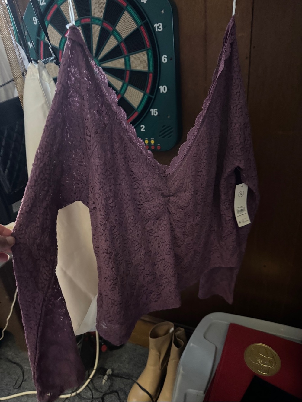 NWT No Boundaries Plum Lace Knit Top XXL